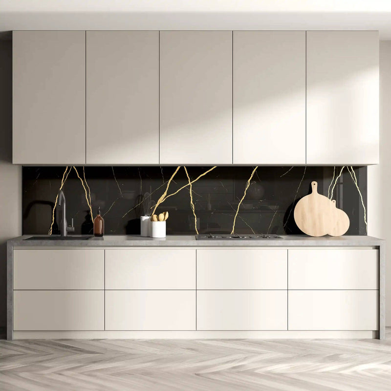 Golden - Black Calacatta Splashback - CreoGlass E-Shop
