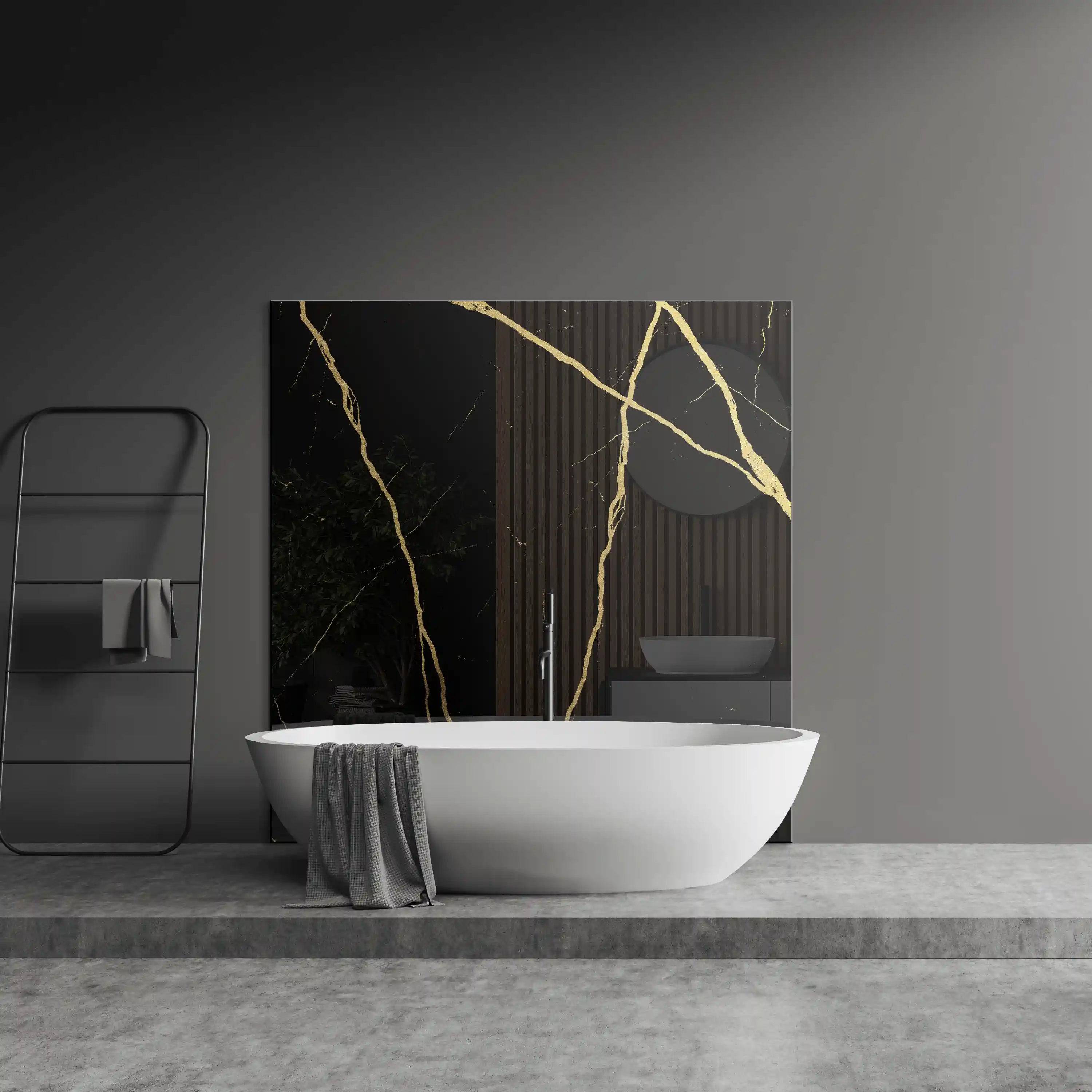 Golden - Black Calacatta Splashback - CreoGlass E-Shop