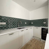 Green And Pink Printed Geometric Glass Splashback - CreoGlass E-Shop