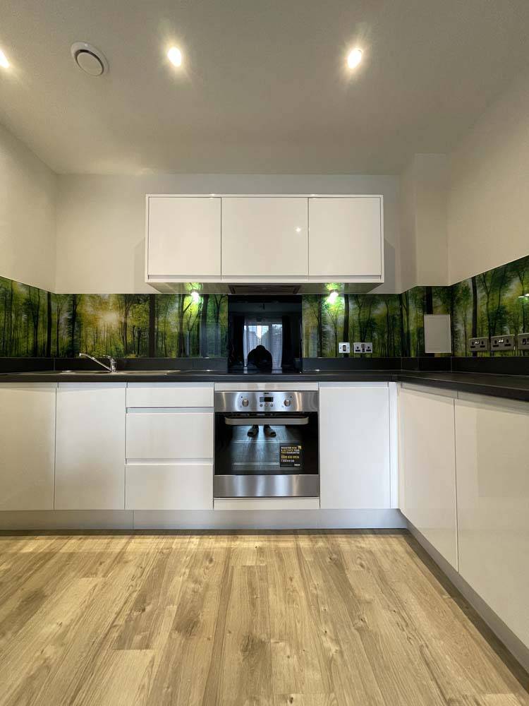 Green Forest Printed Landscape Glass Splashback - Bespoke – Splashbacks 4U