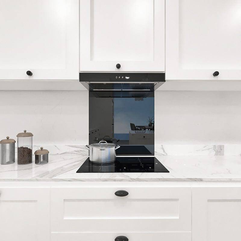 Jet Black Colour Glass Splashback - CreoGlass E-Shop