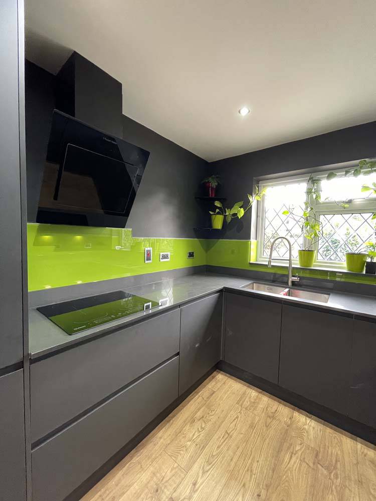 Lime Green Colour Glass Splashback - CreoGlass E-Shop