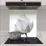 Lotus Black & White 2 Printed Glass  Splashback - CreoGlass E-Shop
