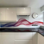 Multi-Coloured Printed Wave Glass Splashback - CreoGlass E-Shop