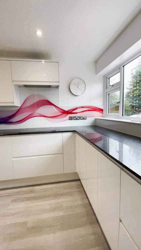 Multi-Coloured Printed Wave Glass Splashback - Bespoke – Splashbacks 4U