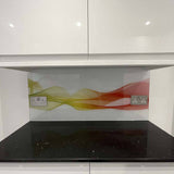 Multi-Coloured Printed Wave Glass Splashback - CreoGlass E-Shop