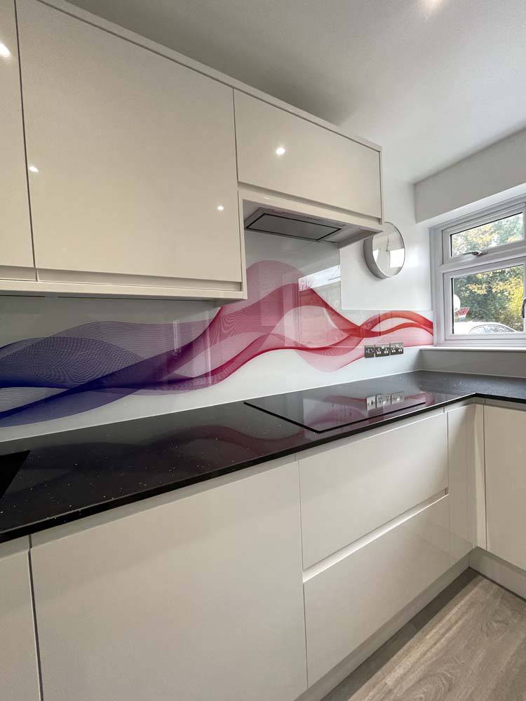 Multi-Coloured Printed Wave Glass Splashback - Bespoke – Splashbacks 4U