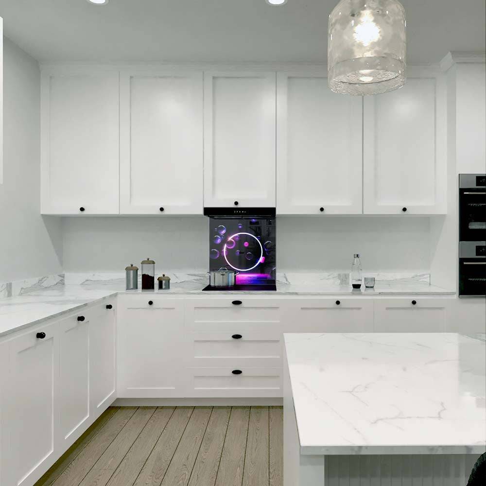 Neon Bubbles Printed Glass  Splashback - CreoGlass E-Shop