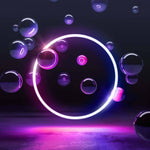 Neon Bubbles Printed Glass  Splashback - CreoGlass E-Shop