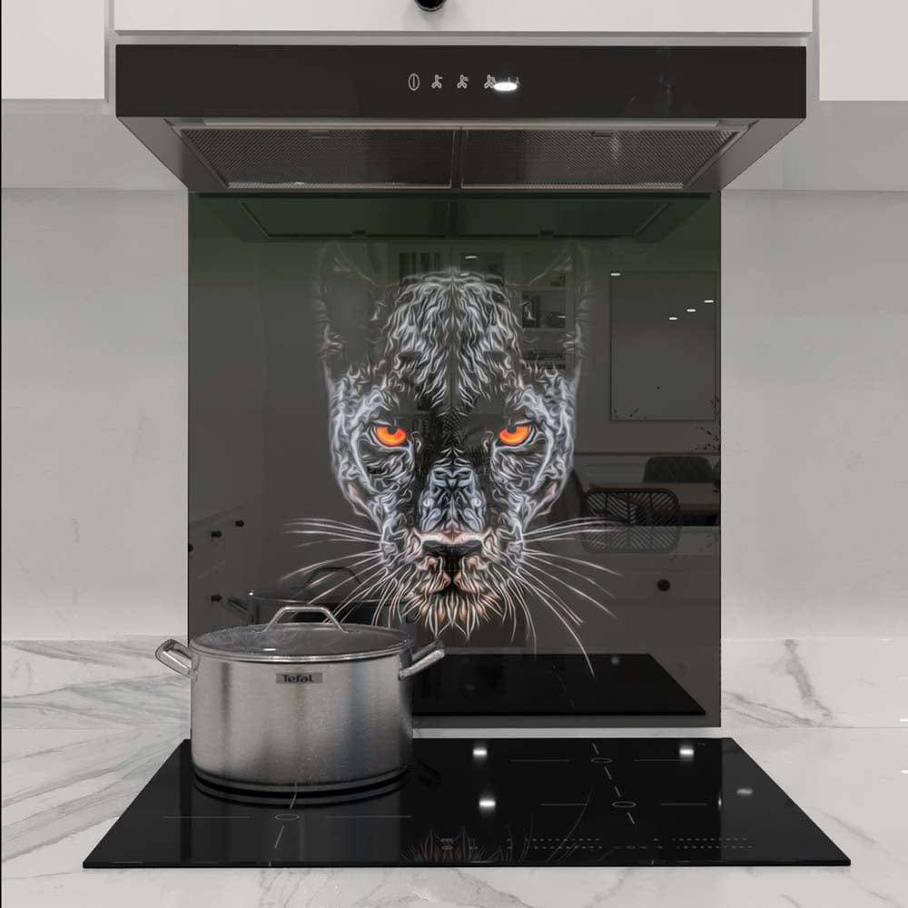 Orange Eyes Panther Printed Glass  Splashback - CreoGlass E-Shop