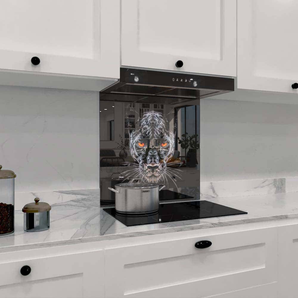 Orange Eyes Panther Printed Glass  Splashback - CreoGlass E-Shop