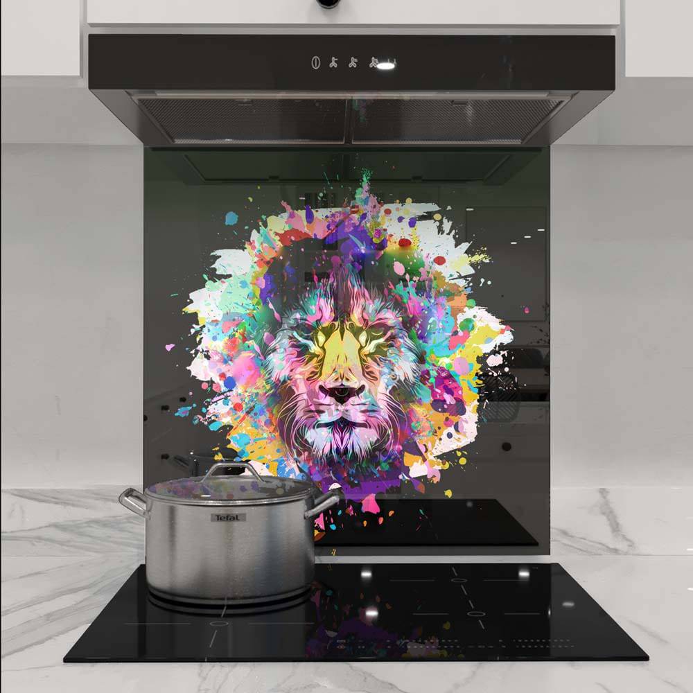 Paint Splash Lion Printed Glass  Splashback - CreoGlass E-Shop