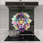 Paint Splash Lion Printed Glass  Splashback - CreoGlass E-Shop
