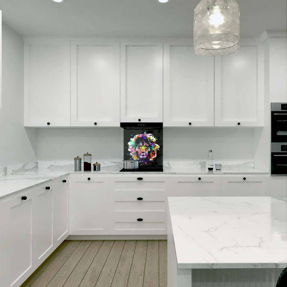 Paint Splash Lion Printed Glass  Splashback - CreoGlass E-Shop