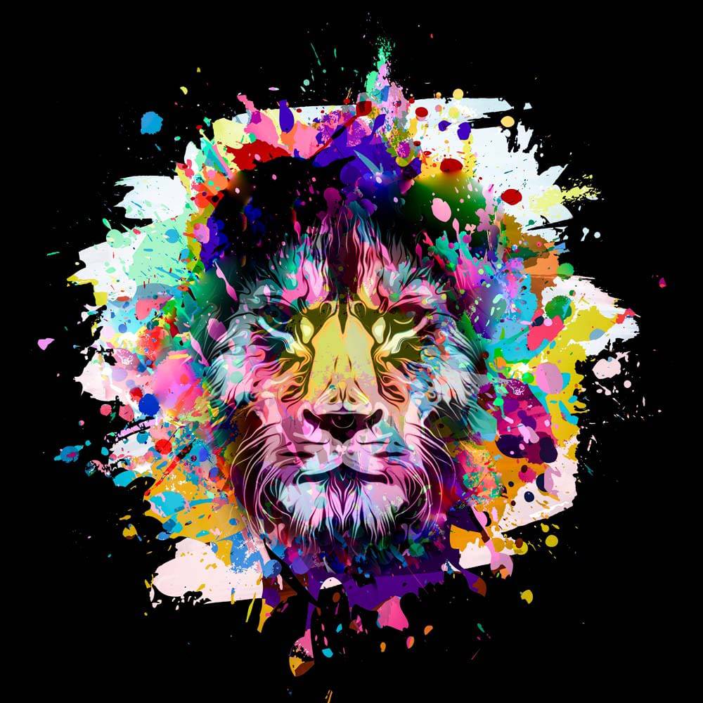 Paint Splash Lion Printed Glass  Splashback - CreoGlass E-Shop