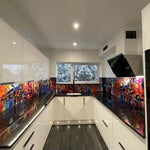 Painted Abstract Printed Glass Splashback - CreoGlass E-Shop