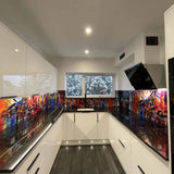 Painted Abstract Printed Glass Splashback - CreoGlass E-Shop