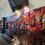 Painted Abstract Printed Glass Splashback - CreoGlass E-Shop