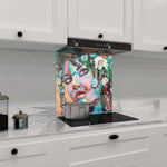 Painted Woman in Flowers Printed Glass  Splashback - CreoGlass E-Shop