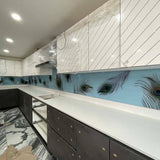 Peacock Print Glass Kitchen Splashback - CreoGlass E-Shop