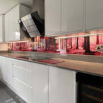 Pink Forest Printed Landscape Glass Kitchen Splashback - CreoGlass E-Shop