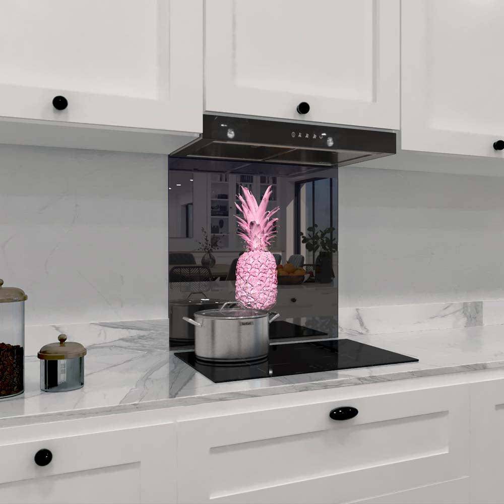 Pink Pineapple Printed Glass  Splashback - CreoGlass E-Shop