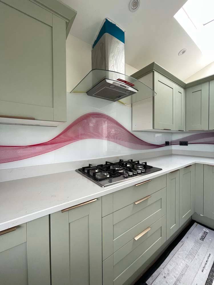 Pink Wave Printed Glass Splashback - CreoGlass E-Shop