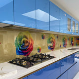 Rainbow Roses Printed Glass Kitchen Splashback - CreoGlass E-Shop