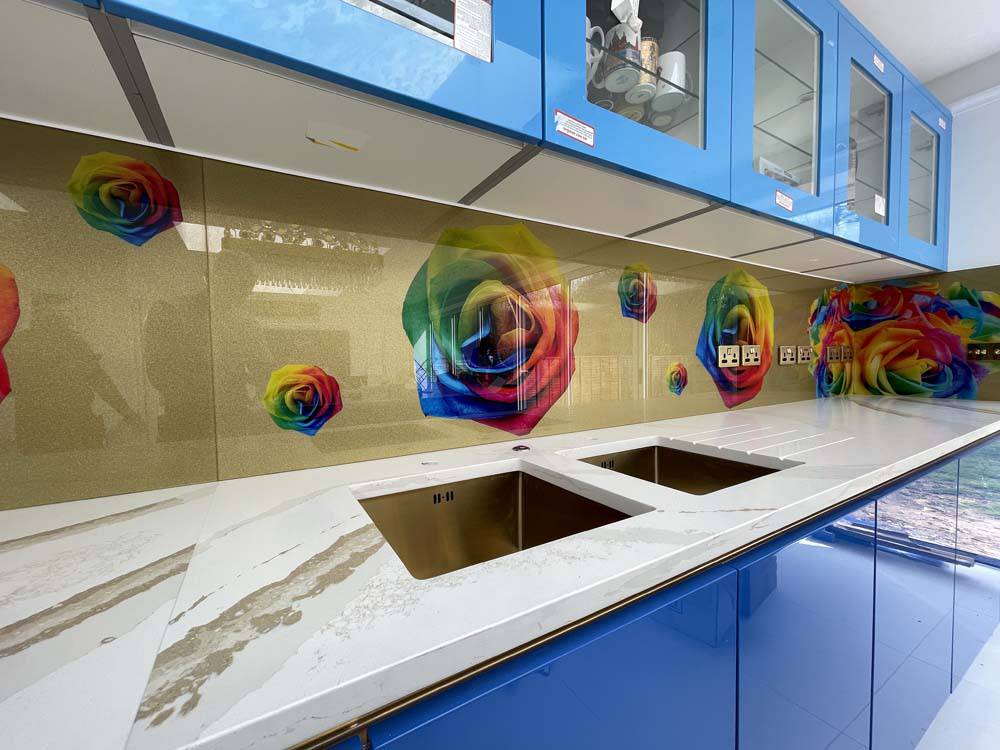 Rainbow Roses Printed Glass Kitchen Splashback - CreoGlass E-Shop