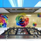 Rainbow Roses Printed Glass Kitchen Splashback - CreoGlass E-Shop