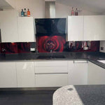 Red Rose Printed Glass Kitchen Splashback - CreoGlass E-Shop