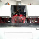 Red Rose Printed Glass Kitchen Splashback - CreoGlass E-Shop