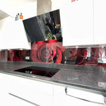 Red Rose Printed Glass Kitchen Splashback - CreoGlass E-Shop