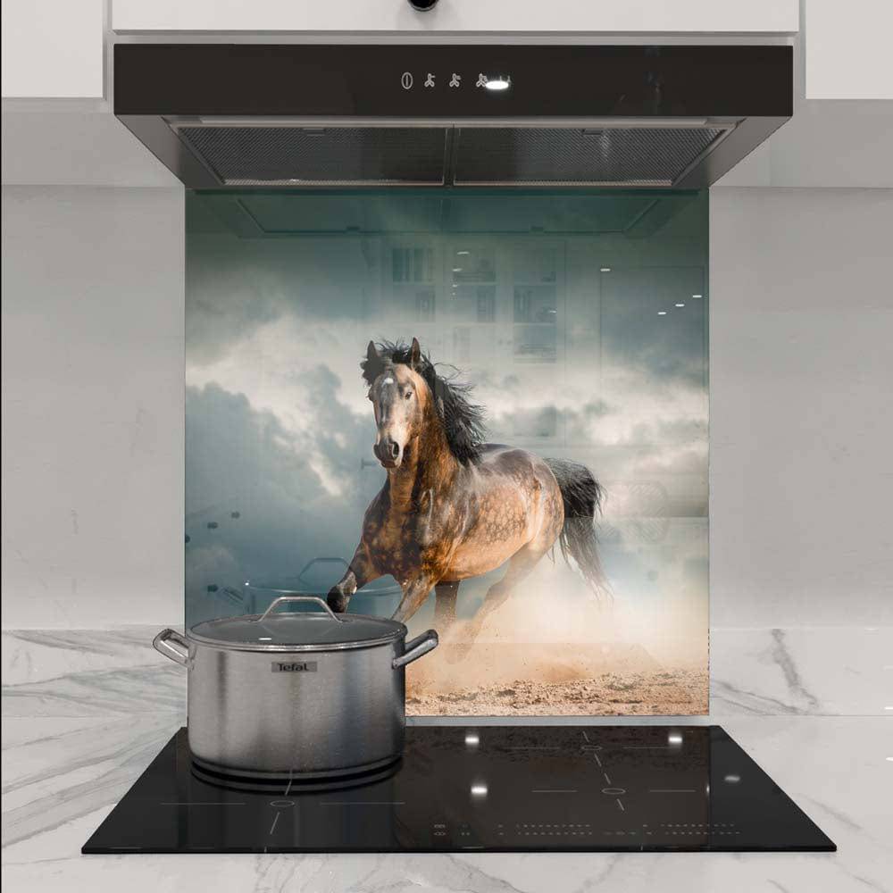 Running Horse Printed Glass  Splashback - CreoGlass E-Shop