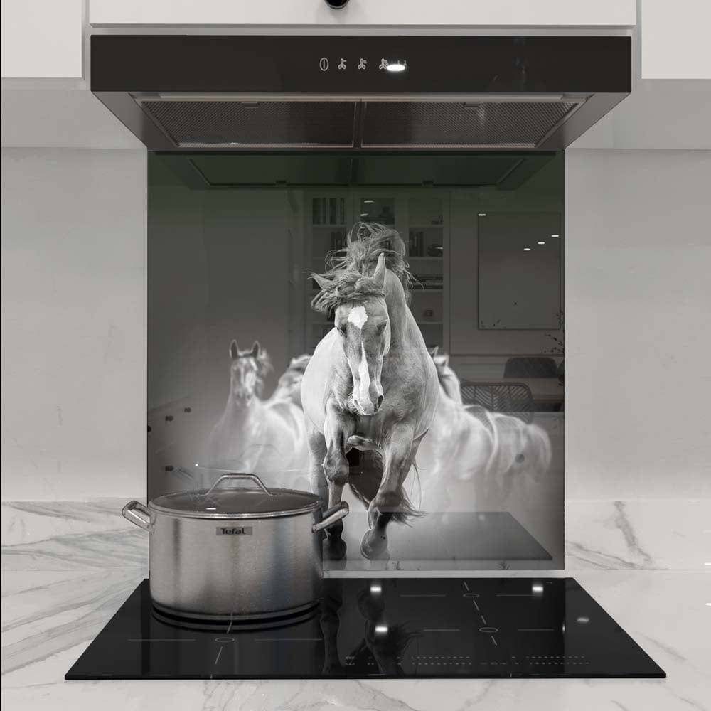 Running Horses Printed Glass  Splashback - CreoGlass E-Shop