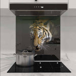 Side-Facing Tiger Printed Glass  Splashback - CreoGlass E-Shop