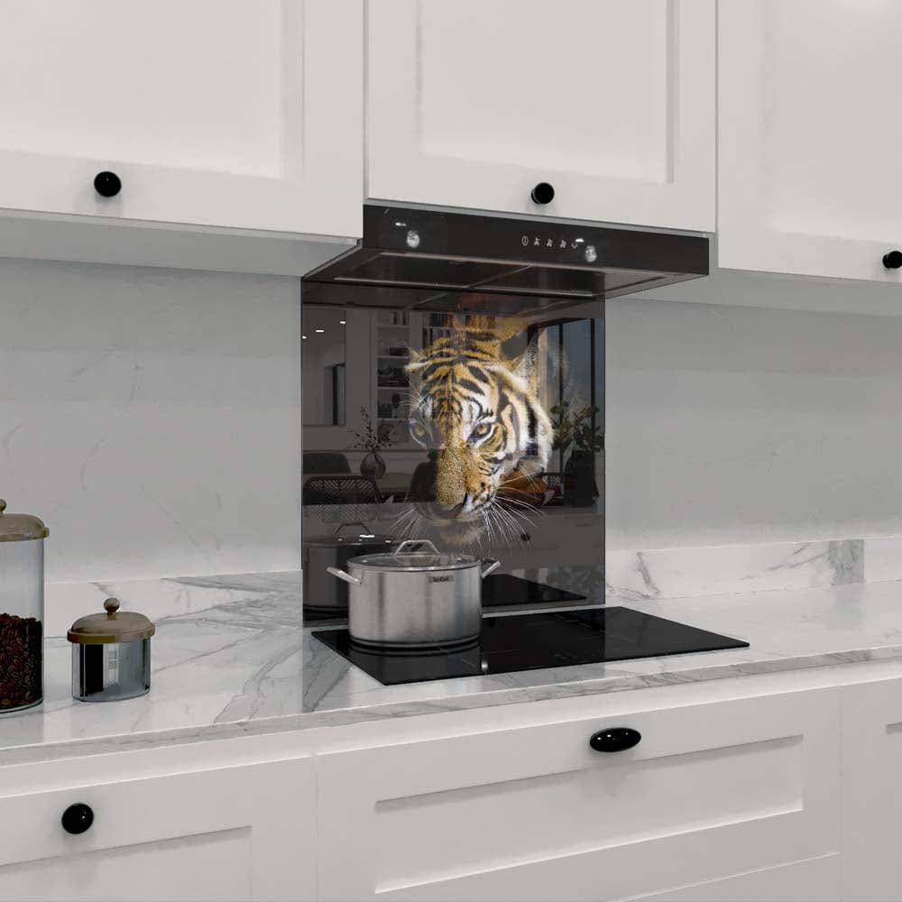 Side-Facing Tiger Printed Glass  Splashback - CreoGlass E-Shop