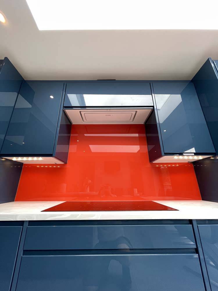 Signal Red Colour Glass Splashback - CreoGlass E-Shop