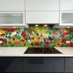 Vibrant Flowers Printed Glass Kitchen Splashback - CreoGlass E-Shop