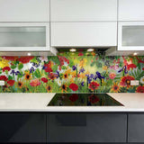 Vibrant Flowers Printed Glass Kitchen Splashback - CreoGlass E-Shop