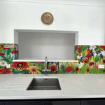 Vibrant Flowers Printed Glass Kitchen Splashback - CreoGlass E-Shop