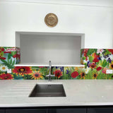 Vibrant Flowers Printed Glass Kitchen Splashback - CreoGlass E-Shop