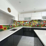 Vibrant Flowers Printed Glass Kitchen Splashback - CreoGlass E-Shop