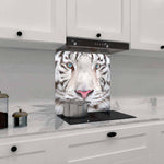 White Tiger Printed Glass  Splashback - CreoGlass E-Shop