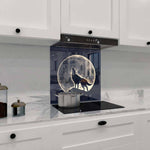 Wolf Under the Moon Printed Glass  Splashback - CreoGlass E-Shop