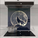 Wolf Under the Moon Printed Glass  Splashback - CreoGlass E-Shop