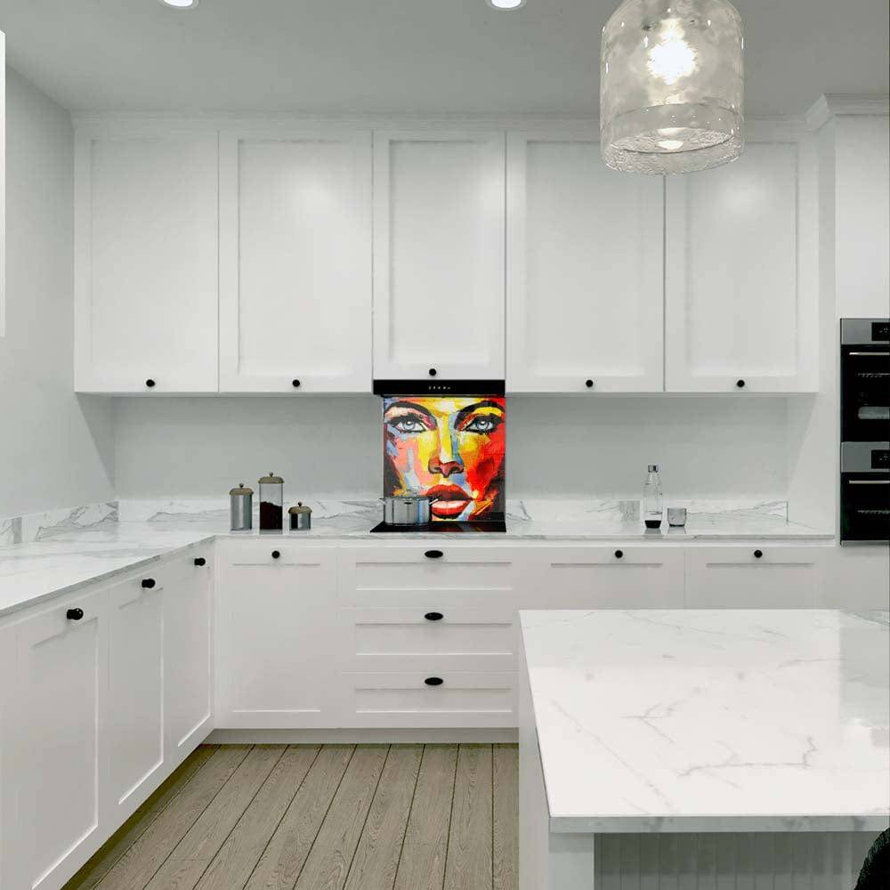 Woman Painting Printed Glass  Splashback - CreoGlass E-Shop