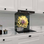 Yellow and Purple Dahlia Printed Glass  Splashback - CreoGlass E-Shop