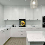 Yellow and Purple Dahlia Printed Glass  Splashback - CreoGlass E-Shop
