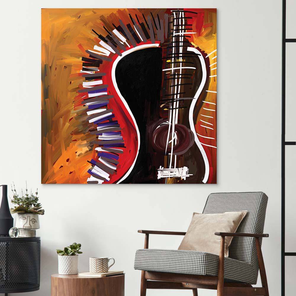 Abstract Acoustic Guitar Glass Wall Art - CreoGlass E-Shop